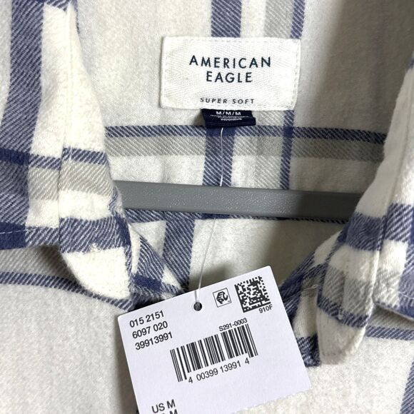 American Eagle Men’s Plaid Flannel Button Down Shirt Super Soft Size Medium - Picture 3 of 7